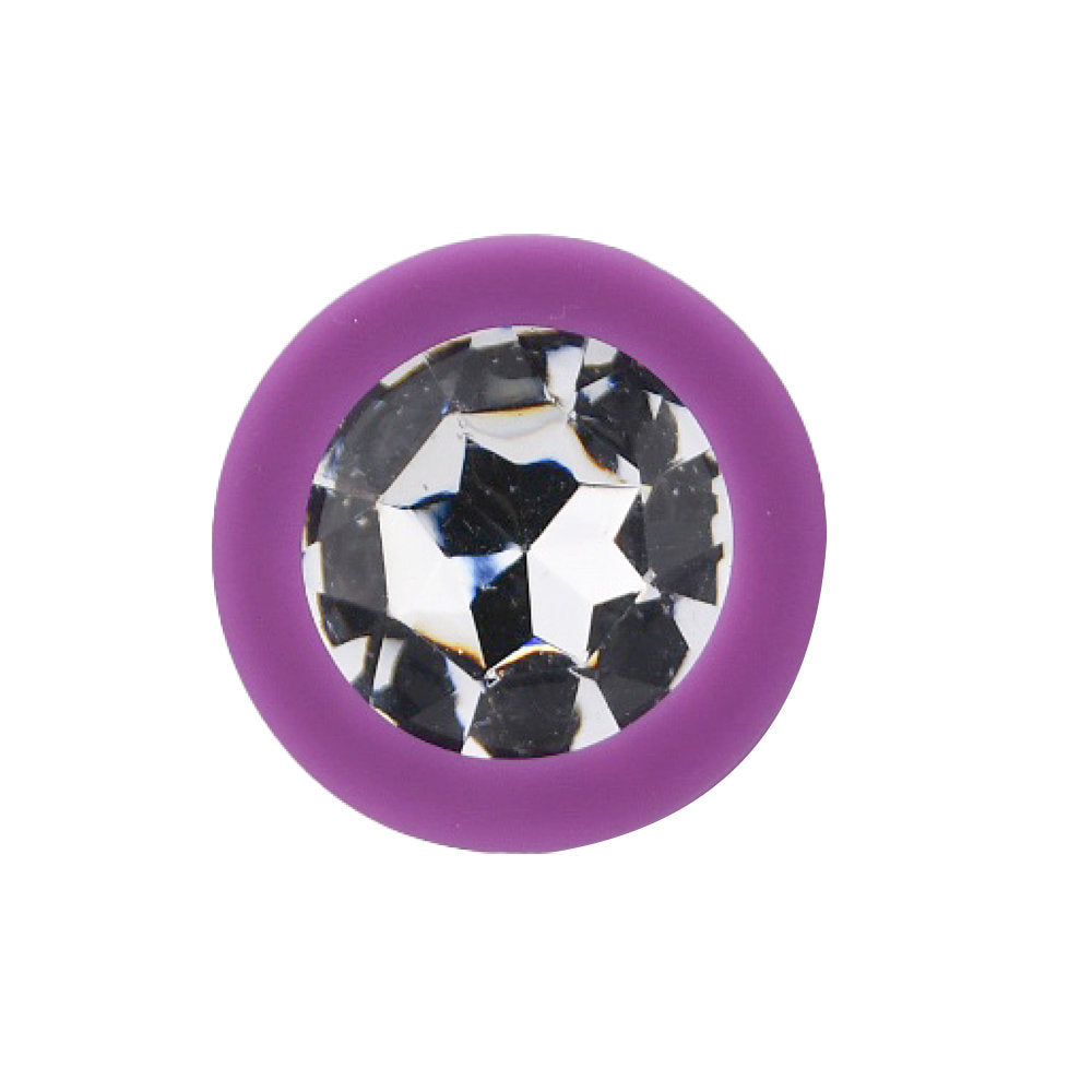 Jewelled Silicone Butt Plug Purple