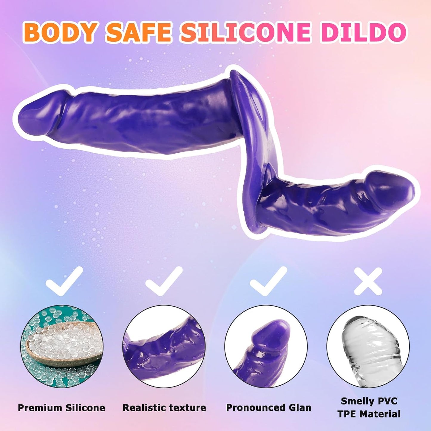 Strap On Dildo Harness with Integrated Double Ended Dildo - Black