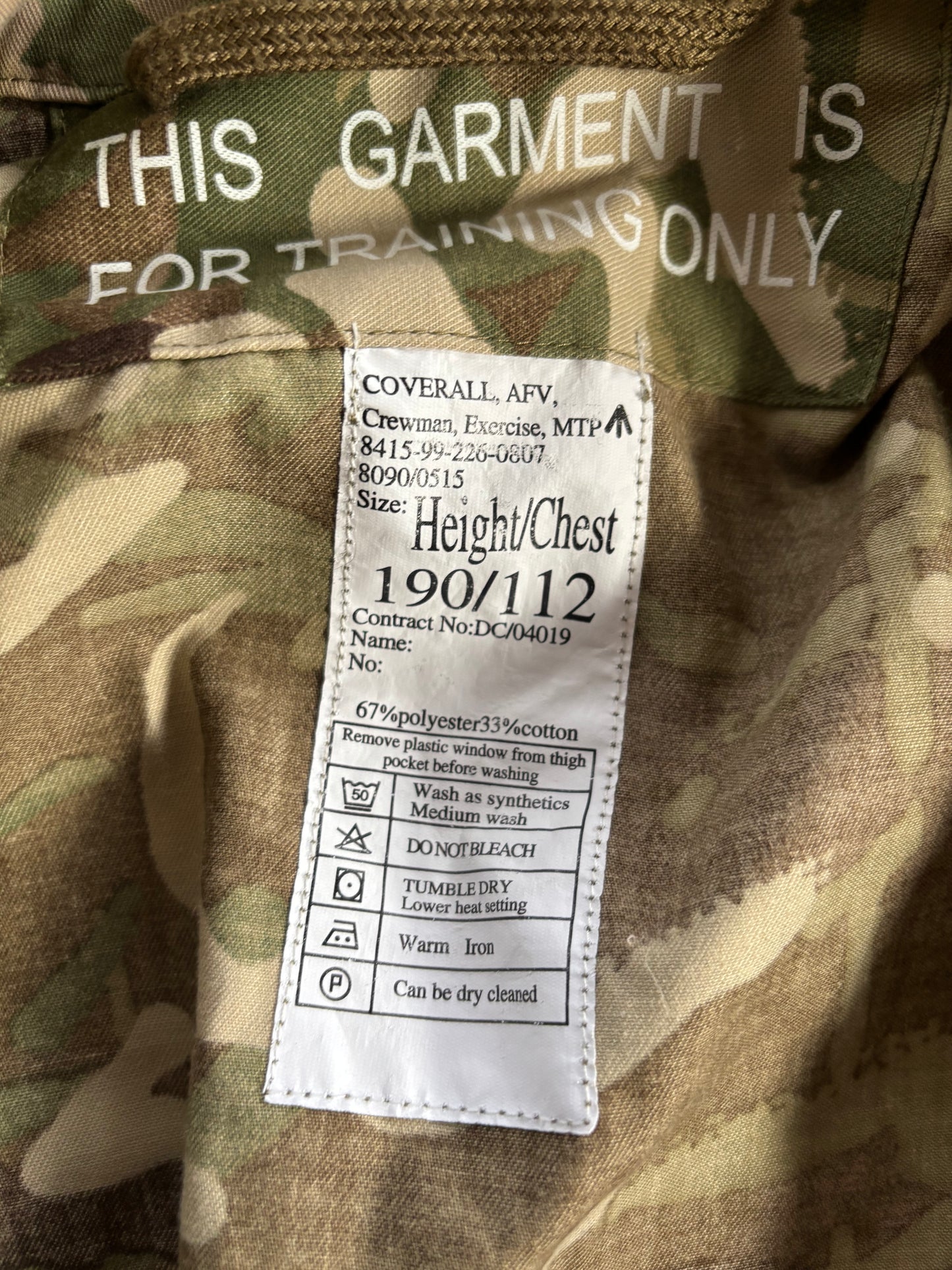 Camo army suit for height 190cm and Chest 112cm