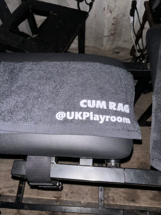UK Playroom Cum Rag - Black with White Text