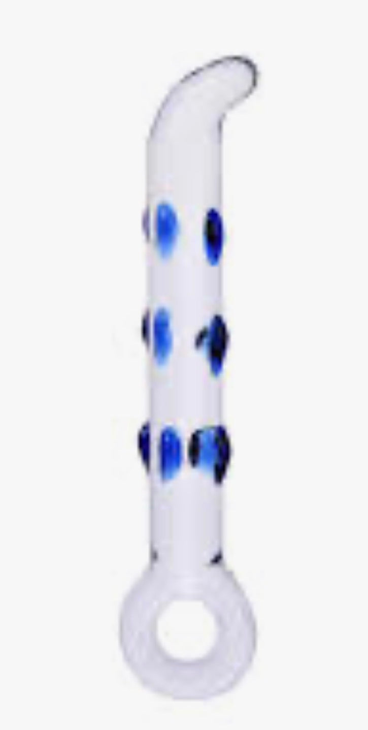 Glass Clear with Blue Specs anal Plug 7.5"