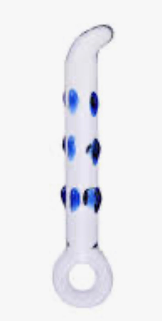 Glass Clear with Blue Specs anal Plug 7.5"