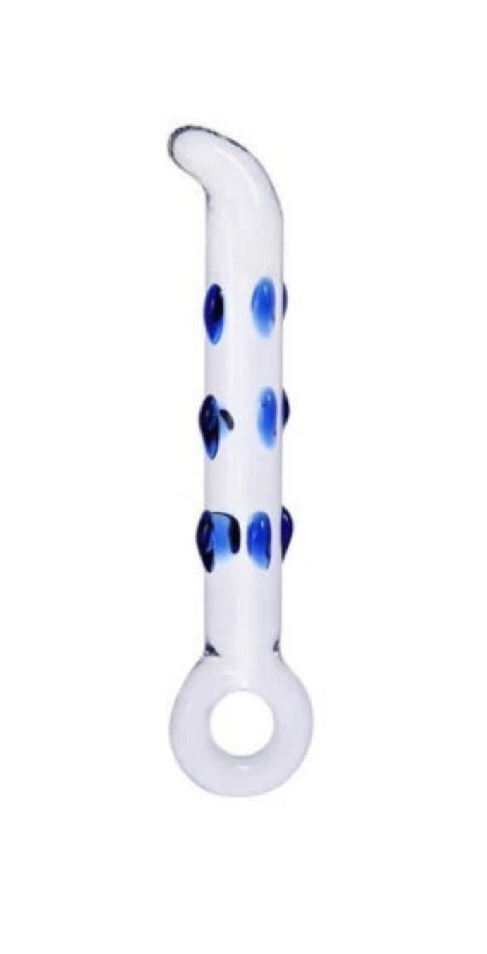 Glass Clear with Blue Specs anal Plug 7.5"