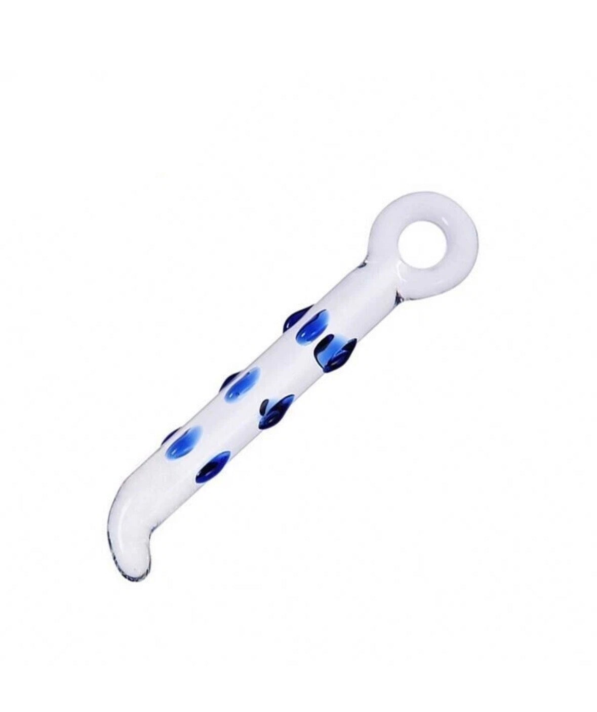 Glass Clear with Blue Specs anal Plug 7.5"