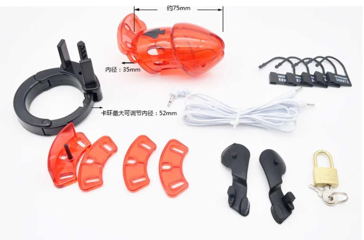 Cage Male E-Stim Shock Chastity Cage Device – Adjustable Cage with Padlock