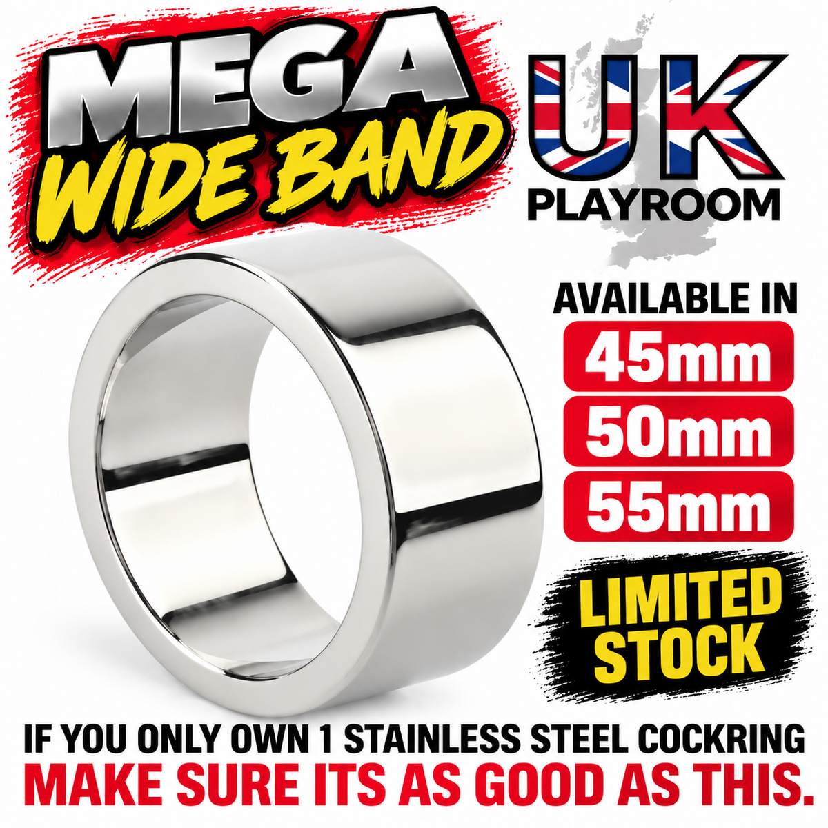 Mega Wide Band – Stainless Steel Cock Ring 45/50/55mm