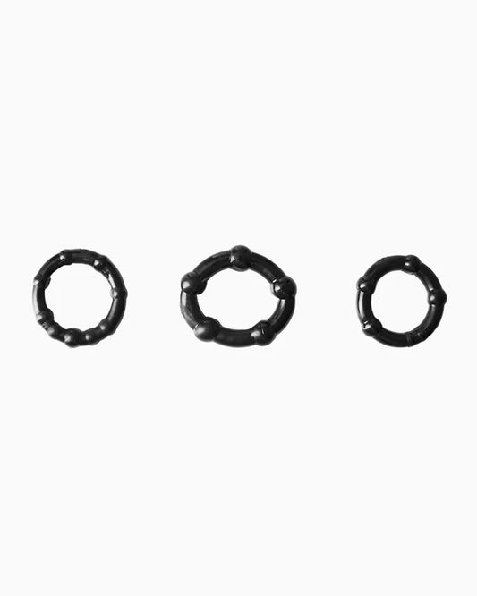 Black Nub Cock Rings Set of 3