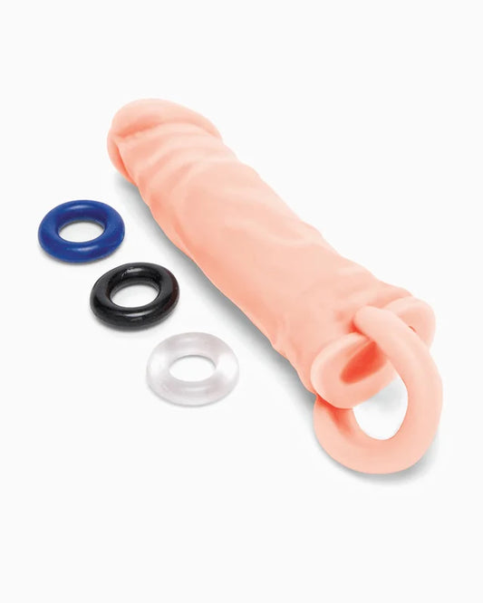 UK Playroom Size-Up Silicone Realistic Penis Extender with Ball Loop