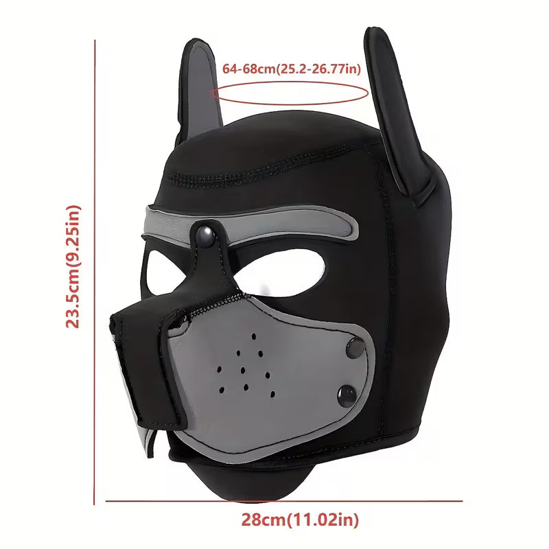 Pup Mask Grey and Black - Neoprene