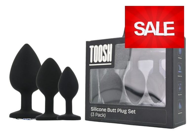 Silicone Butt Plug Black Set of 3 - IN THE SALE