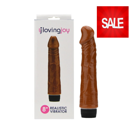 8 inch Realistic Vibrator Brown - IN THE SALE