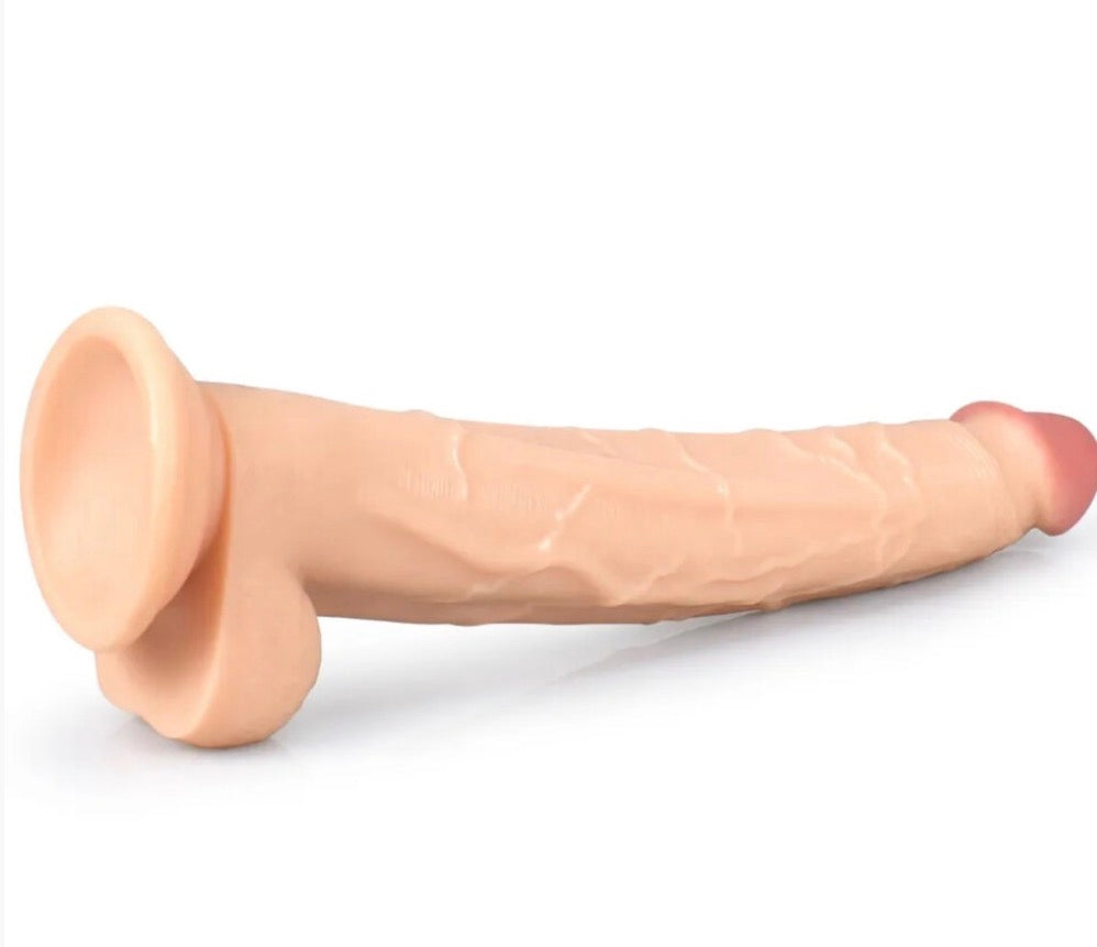Huge Thick Veiny 12 Inch Realistic Sucker Suction Cup Dildo Balls - IN THE SALE