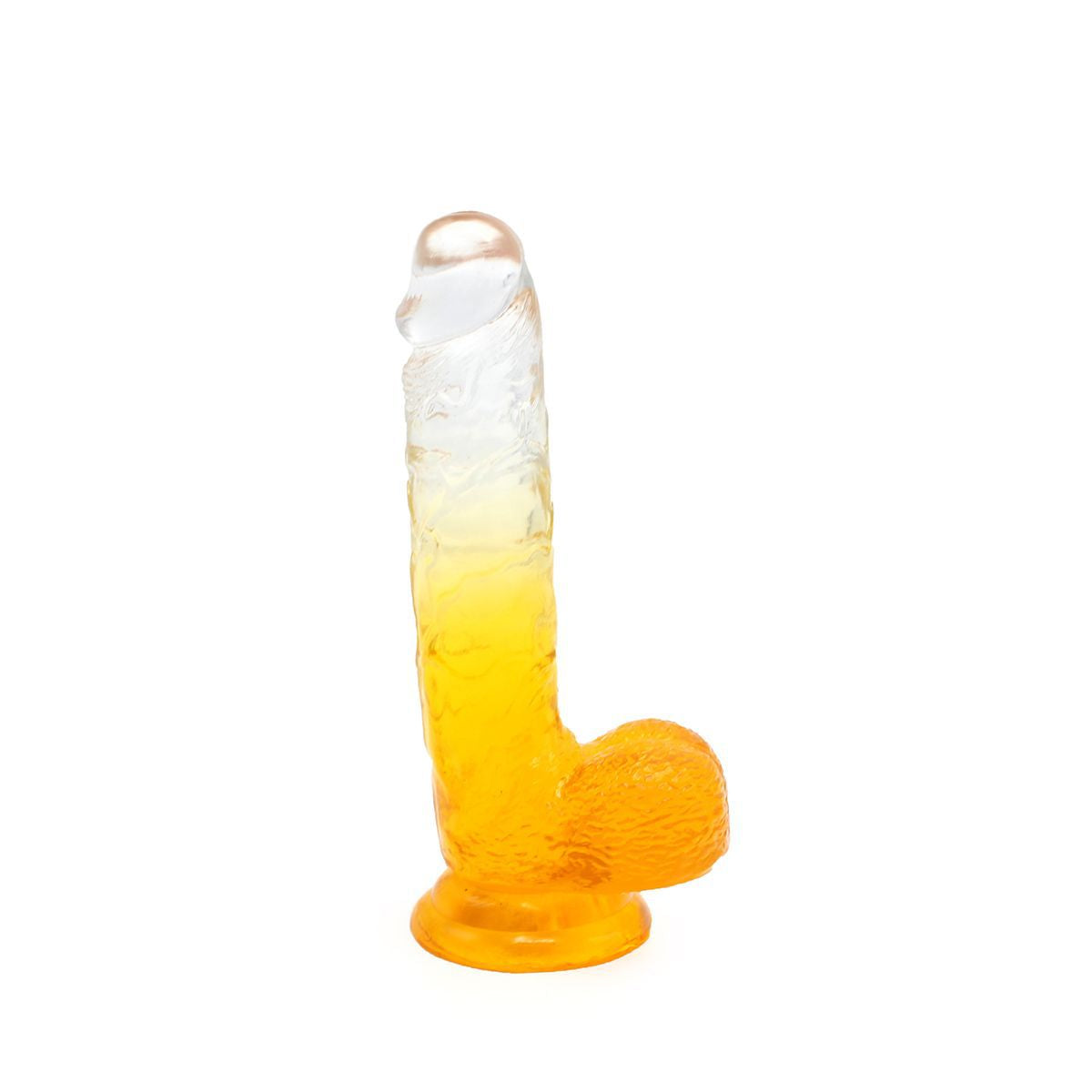 8" Realistic Texture Dildo Suction Cup Transparent Gradient In Orange IN THE SALE