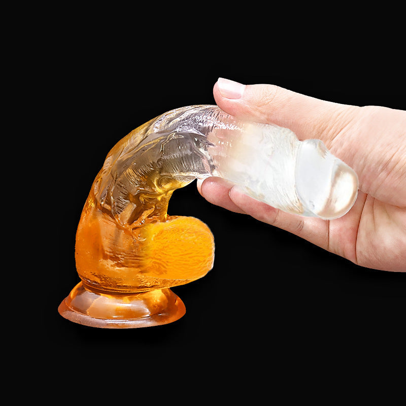 8" Realistic Texture Dildo Suction Cup Transparent Gradient In Orange IN THE SALE