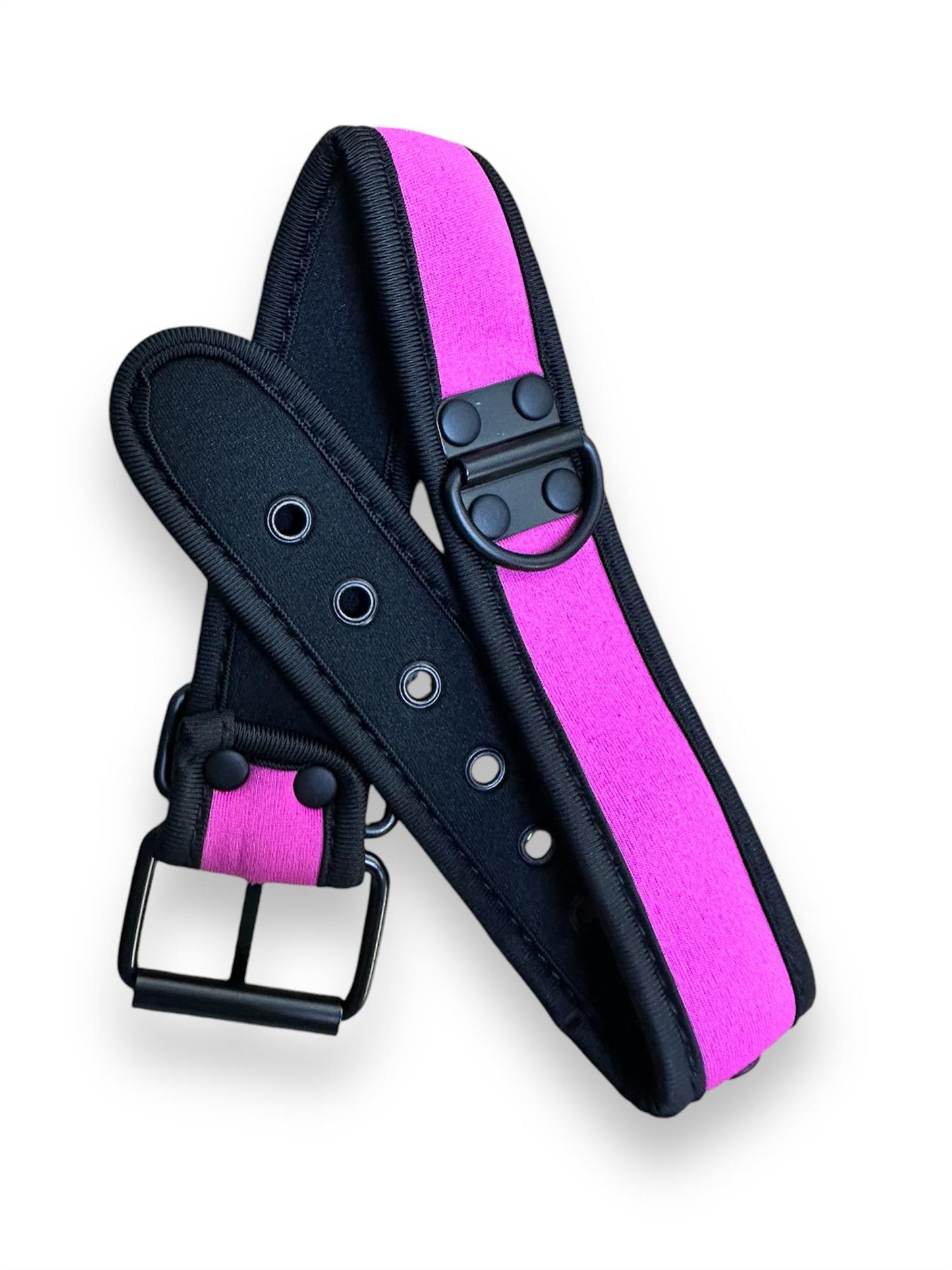 Bondage BDSM Role Play Neoprene Dog Collar with Buckles and D Loop - Various Colours IN THE SALE