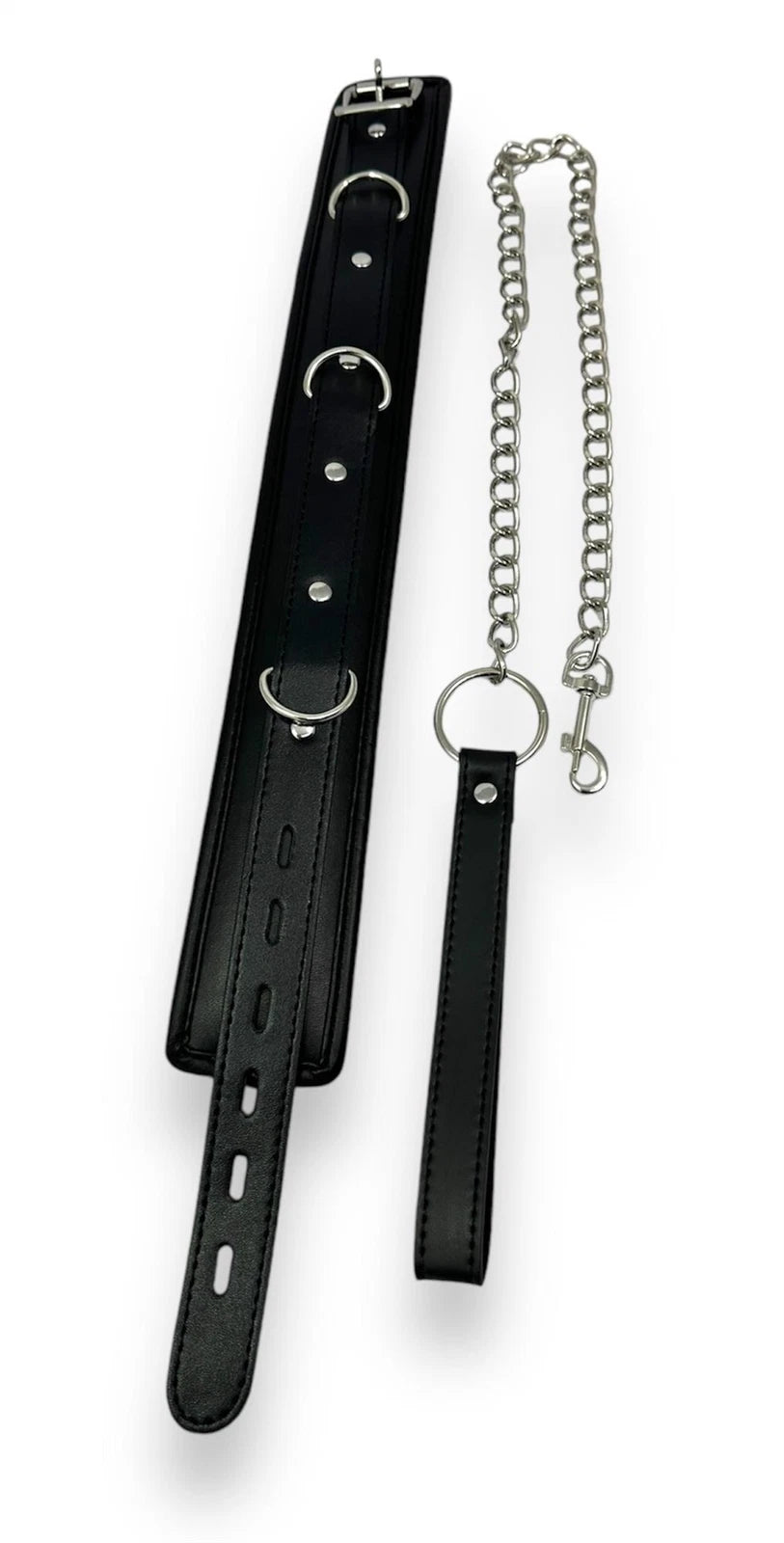 Padded BDSM Collar & Leash Set - Bondage Choker for Submissive Play Faux Leather - IN THE SALE