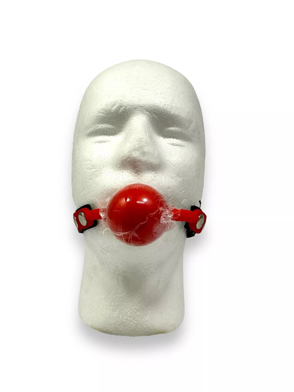 Red Mouth Ball Gag Choker - Faux Leather with Solid Silicone Ball BDSM - IN THE SALE