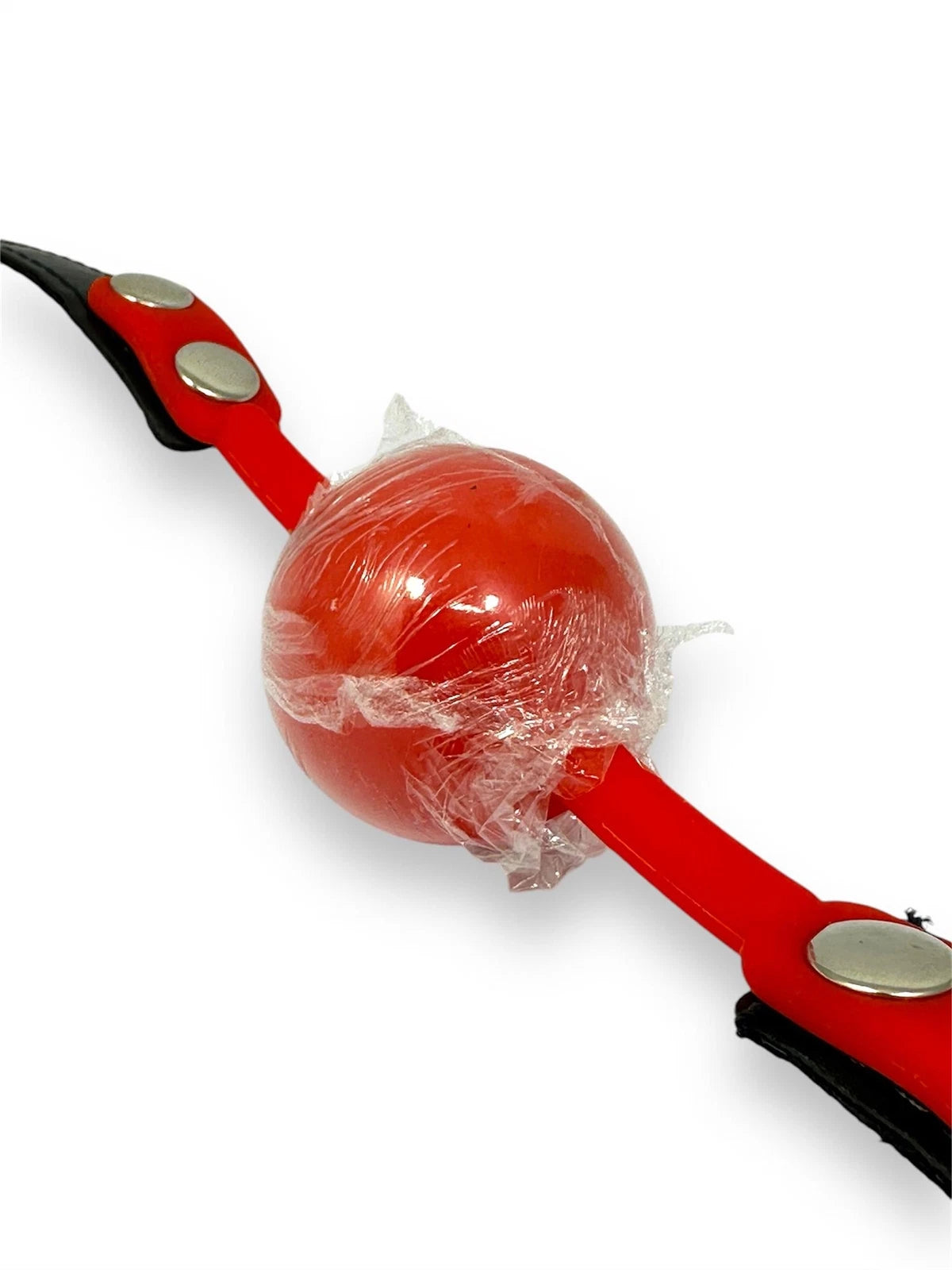 Red Mouth Ball Gag Choker - Faux Leather with Solid Silicone Ball BDSM - IN THE SALE