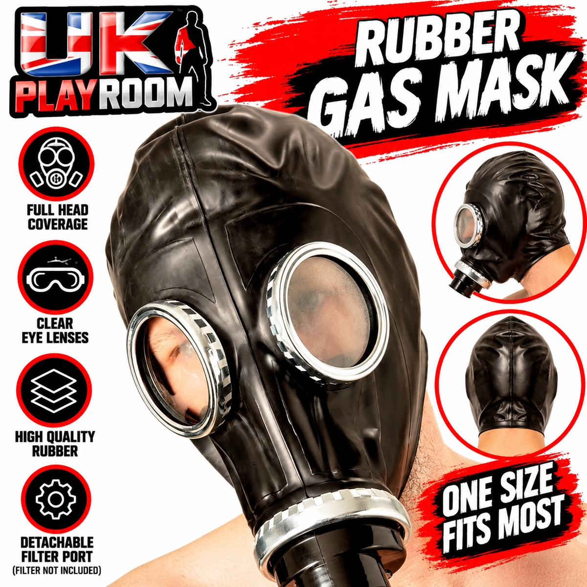 GP5 Black Rubber Gas Mask – Full Head Coverage