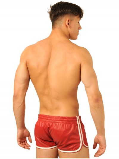 Leather Shorts - Red - White (finest quality leather)