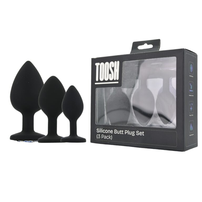 Silicone Butt Plug Black Set of 3
