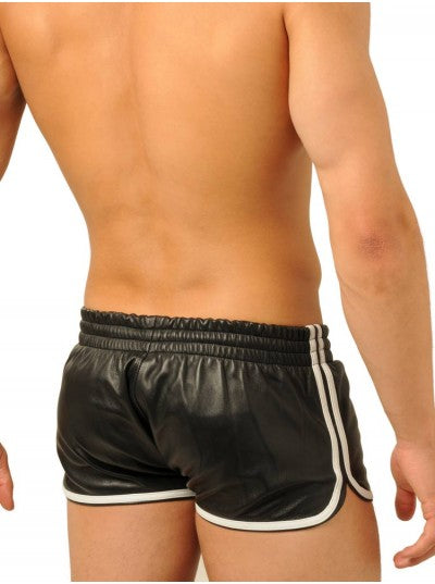 Quality Leather Shorts – Black with White Trim