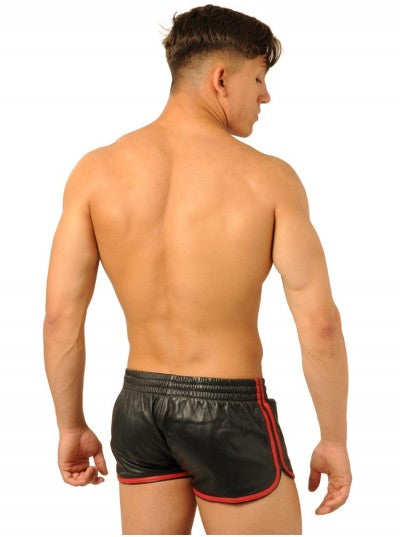 Quality Leather Shorts – Black with Red Trim