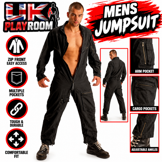 Black SECURITY Boiler Suit – Men's Full Zip Coverall