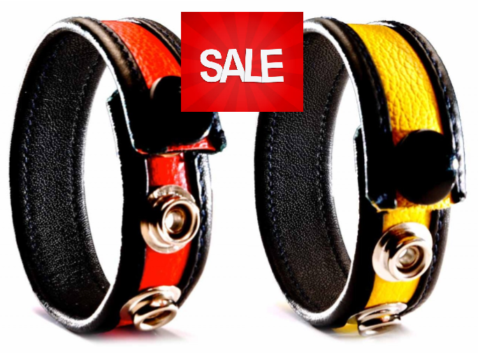 Leather Cock Strap - Red & Yellow - You get both - IN THE SALE
